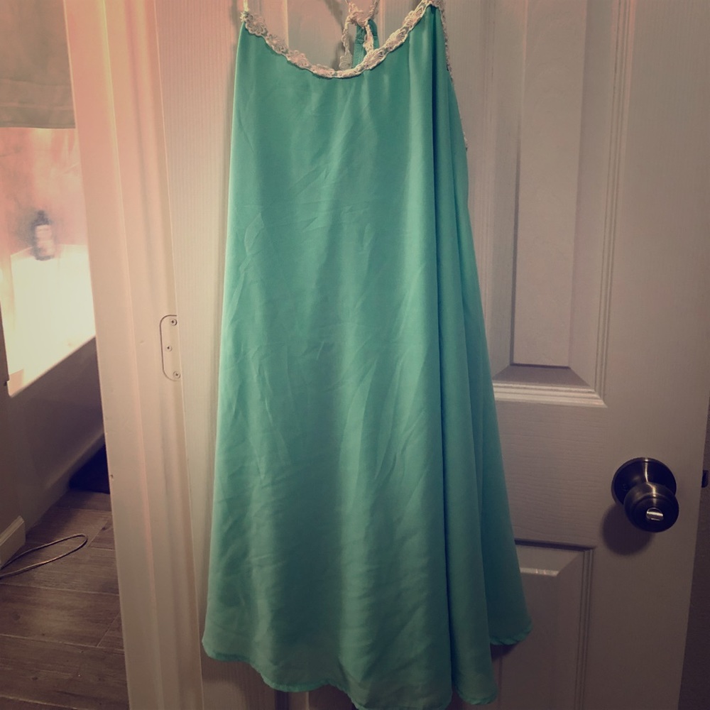Mint green and cream lace dress